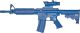 M4 COMMANDO Flat Top Closed Stock, Fwd Rail, ACOG Sight Weighted Blue Training Long Gun by Ring's Blueguns