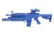 M4 COMMANDO Flat Top Closed Stock, Fwd Rail, M203 Grenade Launcher, ACOG Weighted Blue Training Long Gun by Ring's Blueguns